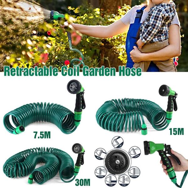 7.5m/15m/30m retractable coil garden hose pipe expandable reel spray gun tap connector with spray nozzle car washing tool
7.5m/15m/30m retractable coil garden hose pipe expandable reel spray gun tap connector with spray nozzle car washing tool