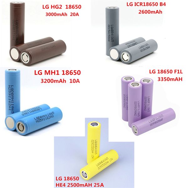 lg he4 hg2 mh1 f1l b4 18650 battery 2500 2600 3000 3200 3350mah 18650 batteries rechargable lithium with retail package
lg he4 hg2 mh1 f1l b4 18650 battery 2500 2600 3000 3200 3350mah 18650 batteries rechargable lithium with retail package