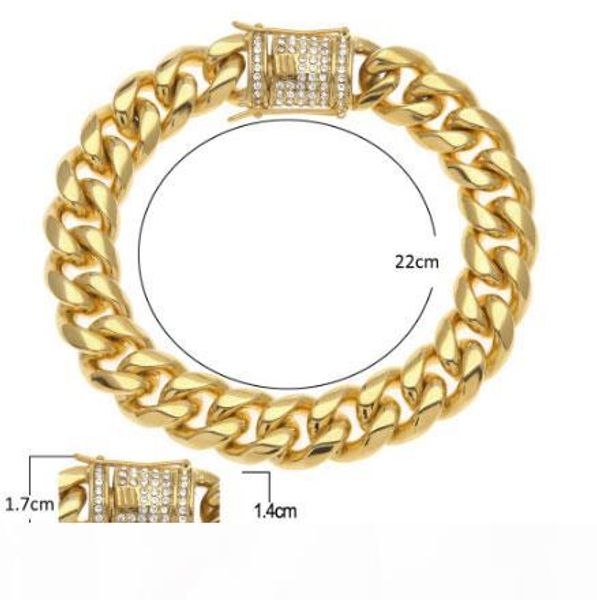 whosales_cool mens chain gold tone stainless steel 14mm 8inch bracelet curb cuban link chain with diamond clasp lock hip hop bracelets, Black
whosales_cool mens chain gold tone stainless steel 14mm 8inch bracelet curb cuban link chain with diamond clasp lock hip hop bracelets, Black