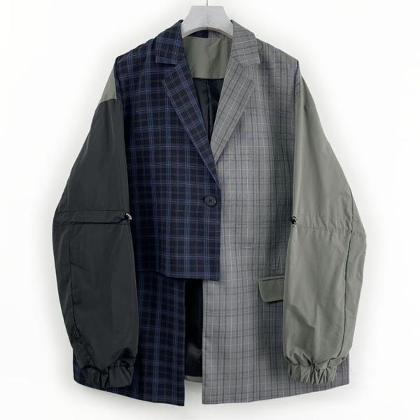 2020 female new spring korean style plus size plaid stitching irregular silhouette fashion loose blazer outerwear, Tan;black
2020 female new spring korean style plus size plaid stitching irregular silhouette fashion loose blazer outerwear, Tan;black