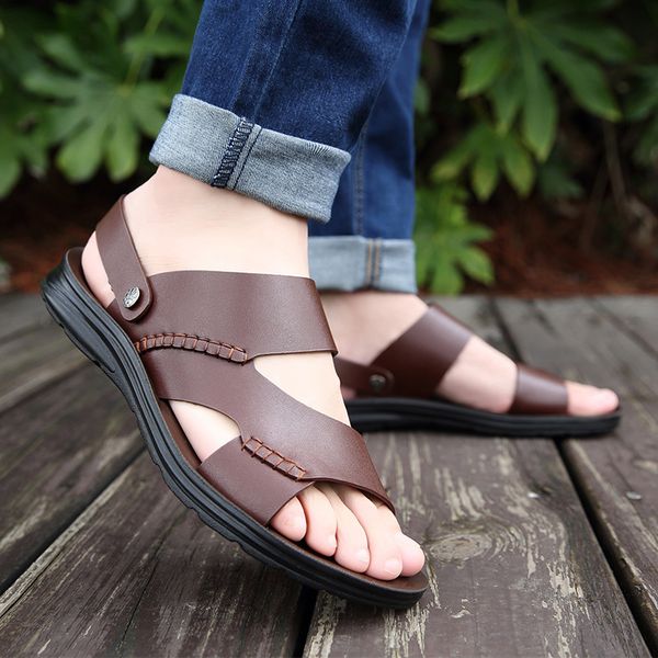 men genuine leather sandals summer classic men shoes slippers soft sandals roman comfortable walking footwear yui89, Black
men genuine leather sandals summer classic men shoes slippers soft sandals roman comfortable walking footwear yui89, Black