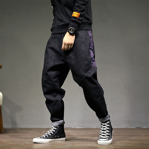 fashion streetwear men jeans vintage black color loose fit harem trousers tapered pants hombre embroidery design hip hop jeans, Blue
fashion streetwear men jeans vintage black color loose fit harem trousers tapered pants hombre embroidery design hip hop jeans, Blue