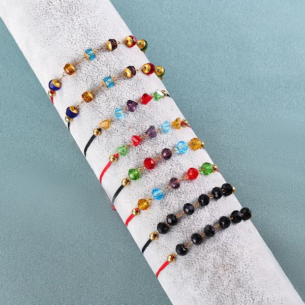 handmade adjustable crystal rainbow beads bracelet charm black red rope simple braclet for women men friend bff jewelry, Golden;silver
handmade adjustable crystal rainbow beads bracelet charm black red rope simple braclet for women men friend bff jewelry, Golden;silver