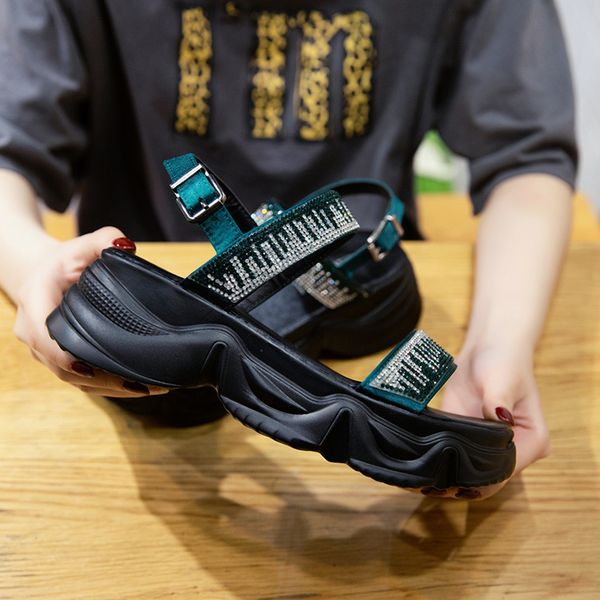 women platform sandals chunky shoes luxury designers brand fashion crystal wedge sandal beach buckle strap casual shoes woman, Black
women platform sandals chunky shoes luxury designers brand fashion crystal wedge sandal beach buckle strap casual shoes woman, Black