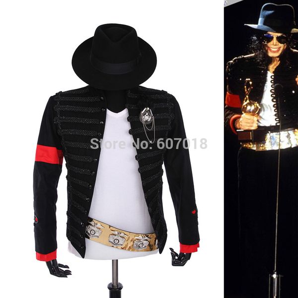 rare punk formal dress classic england style mj michael jackson costume jacket belt hat for fans imitator gift, Black;brown
rare punk formal dress classic england style mj michael jackson costume jacket belt hat for fans imitator gift, Black;brown