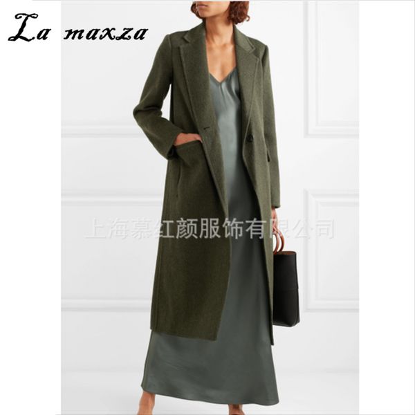 women's wool & blends korean elegant vintage office lady slim coat winter green fashion cashmere long coats, Black
women's wool & blends korean elegant vintage office lady slim coat winter green fashion cashmere long coats, Black