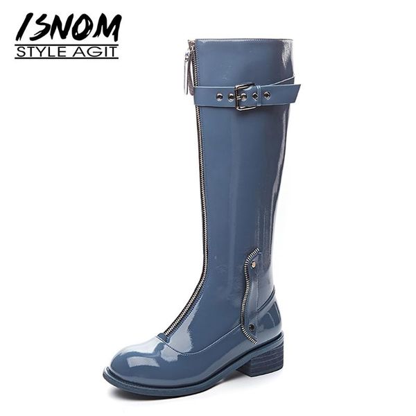 boots isnom patent leather knee high women round toe footwear buckle strap female cow shoes woman winter, Black
boots isnom patent leather knee high women round toe footwear buckle strap female cow shoes woman winter, Black