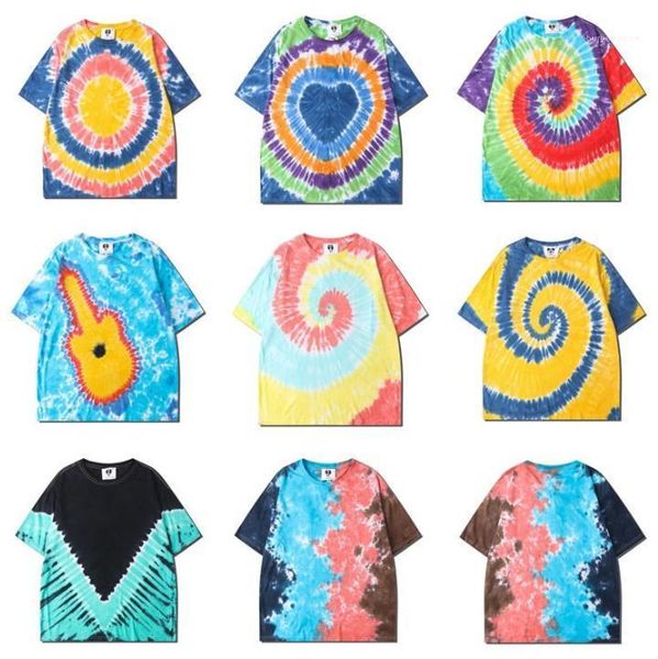 short sleeve loose tees mens streetwear hip hop mens tie dyed tshirt casual o neck, White;black
short sleeve loose tees mens streetwear hip hop mens tie dyed tshirt casual o neck, White;black