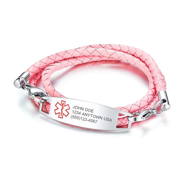 tennis sweet women triple braided leather wrap bracelet with stainless steel alert id tag bracelets in pink red, Golden;silver
tennis sweet women triple braided leather wrap bracelet with stainless steel alert id tag bracelets in pink red, Golden;silver