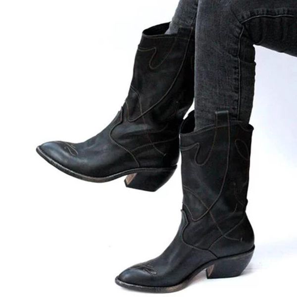 women western boots winter mid tube knight lady retro rome slip-on low heel leather shoes wide calf cowboybotas mujer invierno, Black
women western boots winter mid tube knight lady retro rome slip-on low heel leather shoes wide calf cowboybotas mujer invierno, Black