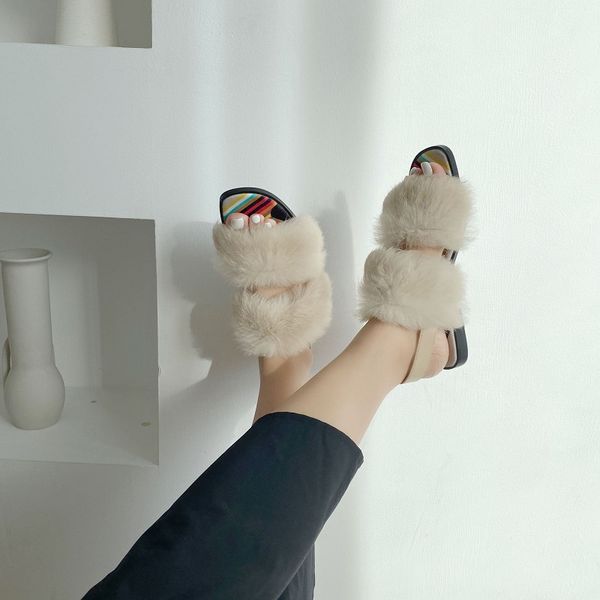 NEW Fashion Real rabbit hair Summer Sandals Open fingered refreshing women shoes flat sole Black Buckle Light texture Versatile Slipper
NEW Fashion Real rabbit hair Summer Sandals Open fingered refreshing women shoes flat sole Black Buckle Light texture Versatile Slipper