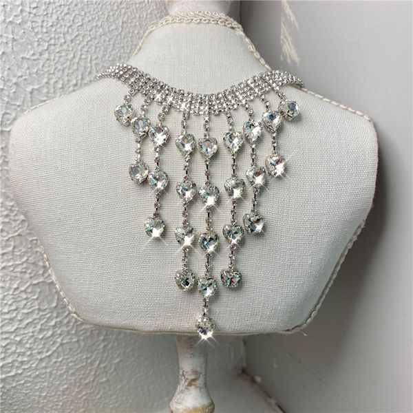 fyuan luxury heart crystal choker necklaces for women long tassel pendant necklaces statement jewelry gifts, Silver
fyuan luxury heart crystal choker necklaces for women long tassel pendant necklaces statement jewelry gifts, Silver
