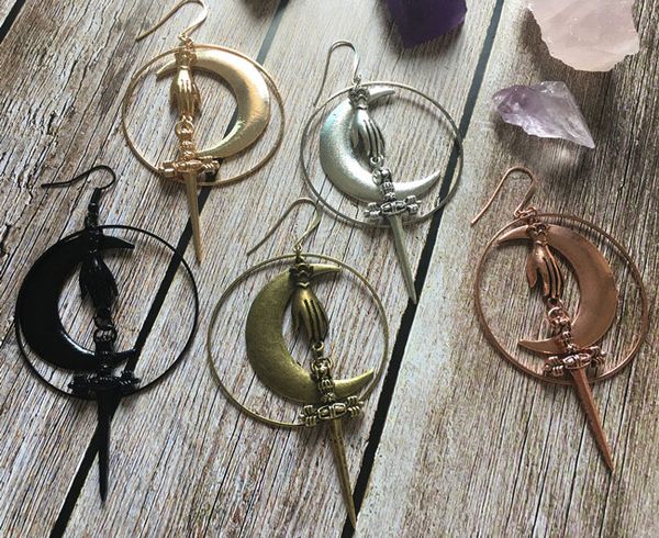 hecate -crensent moon earrings-victorian-sword earrings-gothic-hoops-dark-witchy-goddess-goth jewelry-dangle earrings, Silver
hecate -crensent moon earrings-victorian-sword earrings-gothic-hoops-dark-witchy-goddess-goth jewelry-dangle earrings, Silver