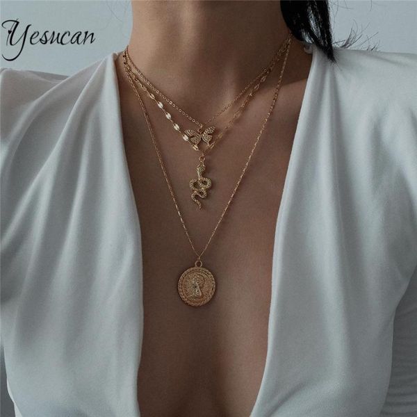 2020 new butterfly animal geometric necklace for women simple temperament multilayer chain snake-shaped pendant necklace, Silver
2020 new butterfly animal geometric necklace for women simple temperament multilayer chain snake-shaped pendant necklace, Silver