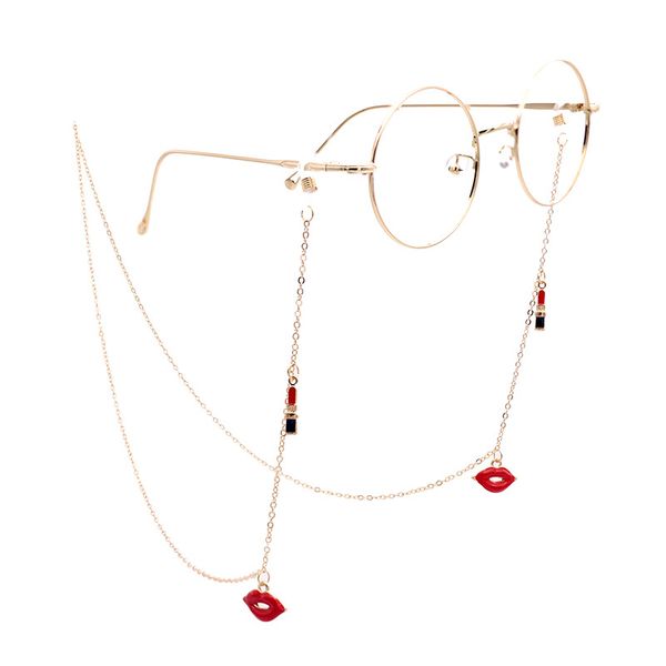 new fashion red lipstick mouth sunglasses chain women reading glasses hanging neck chain large glasses eyeglass strap, Silver 
new fashion red lipstick mouth sunglasses chain women reading glasses hanging neck chain large glasses eyeglass strap, Silver