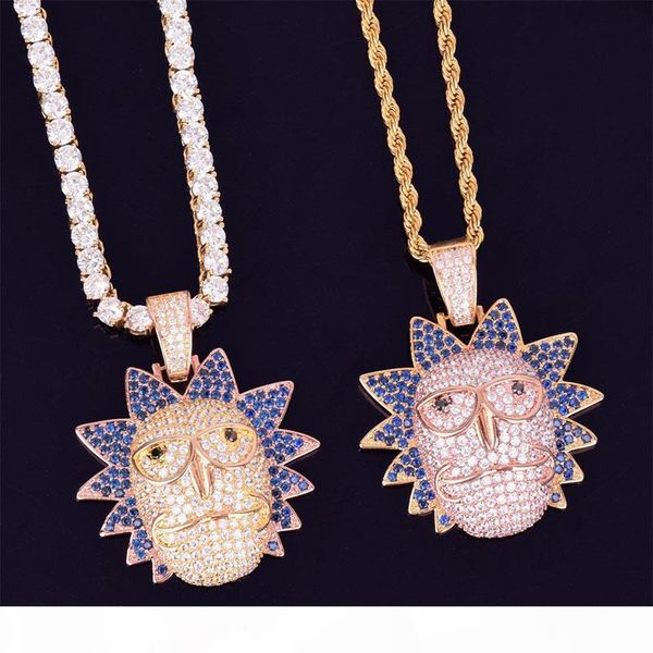 men's cartoon character face pendant rose gold tone iced out necklace chain bling cubic zircon personality hip hop rock jewelry, Silver 
men's cartoon character face pendant rose gold tone iced out necklace chain bling cubic zircon personality hip hop rock jewelry, Silver