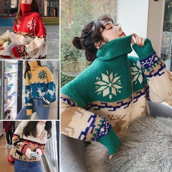 christmas elegant autumn sweater women winter deer print turtle neck pullover knitwear loose sweater ladies winter sweaters, White;black
christmas elegant autumn sweater women winter deer print turtle neck pullover knitwear loose sweater ladies winter sweaters, White;black