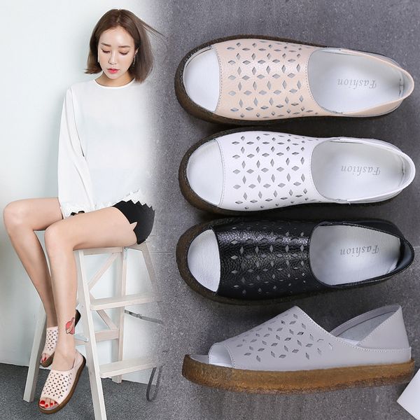 ladies shoes sandals summer new women's hollow sandals wholesale leather fish mouth breathable fashion plus size shoes, Black
ladies shoes sandals summer new women's hollow sandals wholesale leather fish mouth breathable fashion plus size shoes, Black