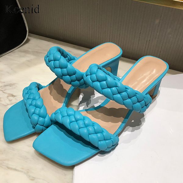 kcenid 2020 new summer woman slippers fashion square toe weave open toe slides square high heels ladies shoes blue, Black
kcenid 2020 new summer woman slippers fashion square toe weave open toe slides square high heels ladies shoes blue, Black