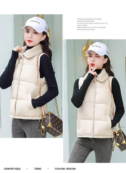 dropshipping winter designer womens sleeveless vest solid color lapel neck single breasted females wool contton vest, Black;white
dropshipping winter designer womens sleeveless vest solid color lapel neck single breasted females wool contton vest, Black;white