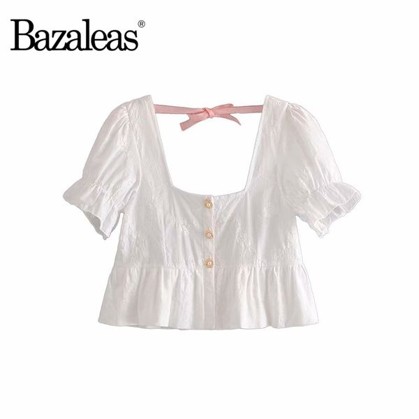 bazaleas vintage 3 buttons women blouse crop white cropped blusas mujer de moda white floral embroidered blusas shirts
bazaleas vintage 3 buttons women blouse crop white cropped blusas mujer de moda white floral embroidered blusas shirts