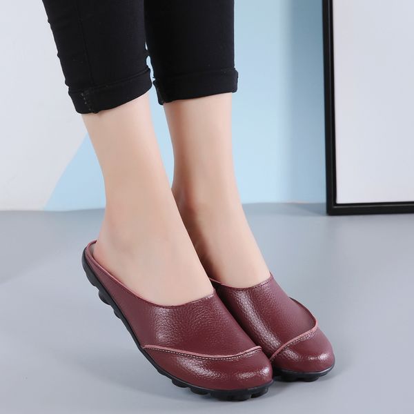 women's half slippers genuine leather women flats wear female loafers breathable casual lady shoes, Black
women's half slippers genuine leather women flats wear female loafers breathable casual lady shoes, Black