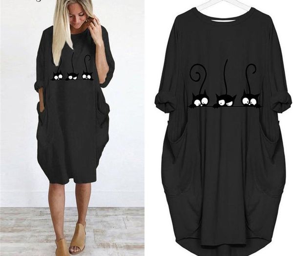 2020 dress cute cat printing pocket loose dress vintage fall clothes woman casual dresses party women dresses plus size new, Black;gray
2020 dress cute cat printing pocket loose dress vintage fall clothes woman casual dresses party women dresses plus size new, Black;gray