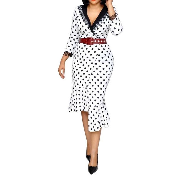 elegant polka dot bodycon dress women lace v neck white mermaid party stylish ruffle high waist black office midi dresses, Black;gray
elegant polka dot bodycon dress women lace v neck white mermaid party stylish ruffle high waist black office midi dresses, Black;gray