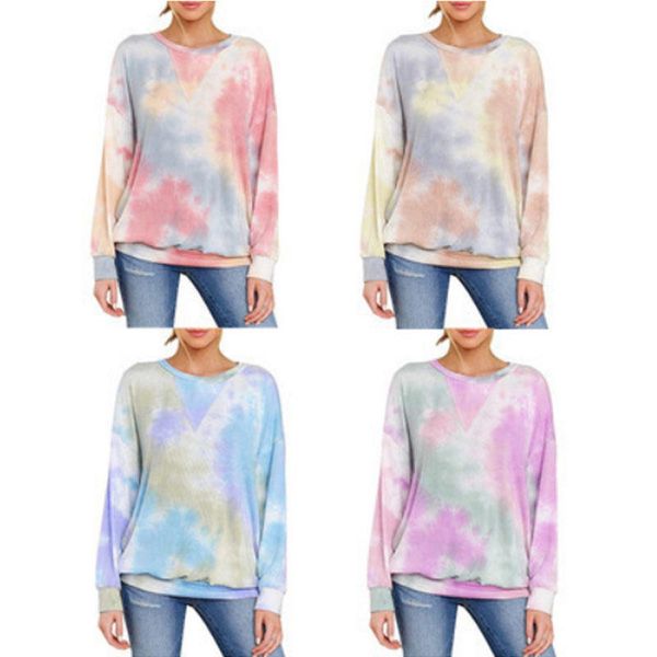 women leisure loose t-shirt tie-dyed printed soft casual long-sleeve round neck sweater autumn sweater, White
women leisure loose t-shirt tie-dyed printed soft casual long-sleeve round neck sweater autumn sweater, White