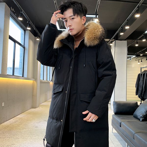 winter new down jacket men's mid-length hooded coat trendy brand loose casual men's thickened warm fashion, Black
winter new down jacket men's mid-length hooded coat trendy brand loose casual men's thickened warm fashion, Black