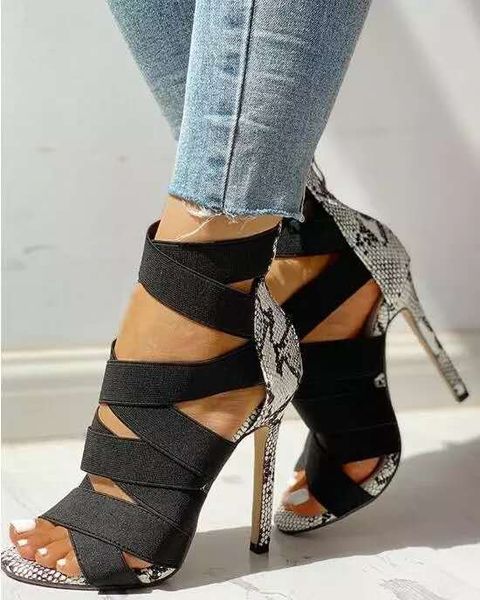sandalias mujer sandale shoes summer fashion girls cross-tied snakeskin thin high heel sandals women sandals, Black 
sandalias mujer sandale shoes summer fashion girls cross-tied snakeskin thin high heel sandals women sandals, Black