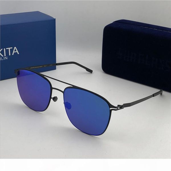 wholesale-new mykita sunglasses ultralight frame without screws mkt pelle square frame men brand designer sunglasses coating mirror lens, White;black