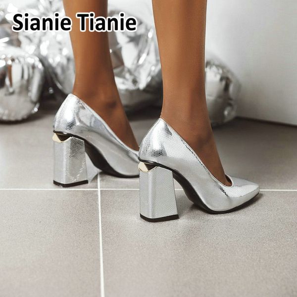 sianie tianie new block high heels gold silver shoes patent pu leather shiny runway stilettos women pumps big size 33-47, Black
sianie tianie new block high heels gold silver shoes patent pu leather shiny runway stilettos women pumps big size 33-47, Black