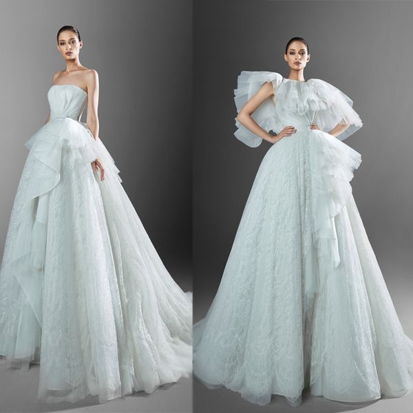 2021 new zuhair murad a line wedding dresses with wraps strapless lace bridal gowns puffy tiered skirts wedding dress, White
2021 new zuhair murad a line wedding dresses with wraps strapless lace bridal gowns puffy tiered skirts wedding dress, White