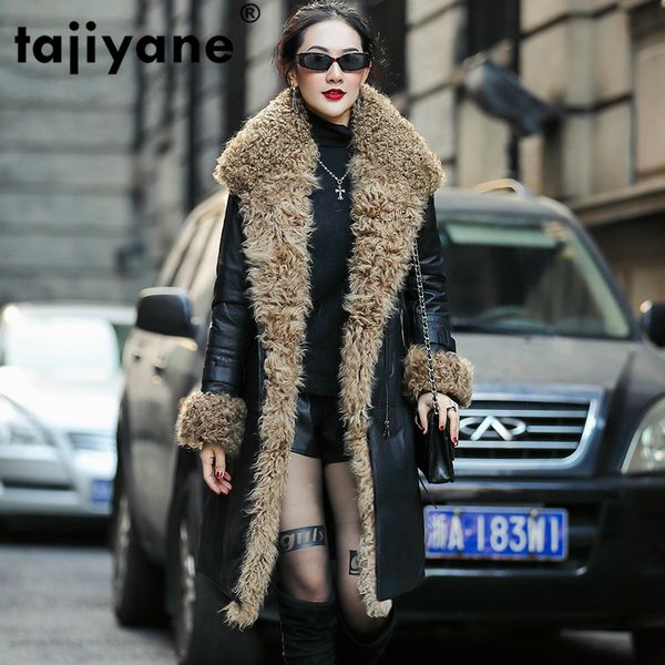 women's leather & faux autumn winter coat women clothes 2021 wool lining real genuine jacket sheepskin korean vintage zt3410, Black
women's leather & faux autumn winter coat women clothes 2021 wool lining real genuine jacket sheepskin korean vintage zt3410, Black