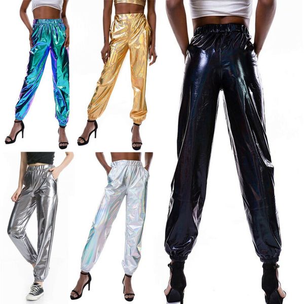 casual women new high waist metallic shiny jogger pants ladies fashion holographic color streetwear pants, Black;white
casual women new high waist metallic shiny jogger pants ladies fashion holographic color streetwear pants, Black;white