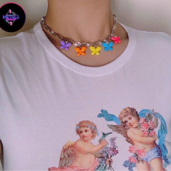 women colorful acrylic butterfly choker necklace clavicle chain fashion collar mujer playboy jewelry cute chain charm necklace, Golden;silver
women colorful acrylic butterfly choker necklace clavicle chain fashion collar mujer playboy jewelry cute chain charm necklace, Golden;silver