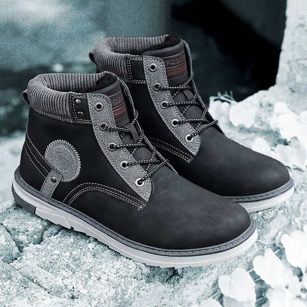 leather winter men boots waterproof warm fur snow boots men outdoor work casual shoes combat ankle, Black
leather winter men boots waterproof warm fur snow boots men outdoor work casual shoes combat ankle, Black