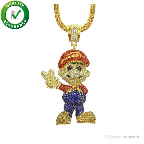 Hip Hop Bling Chains Jewelry Men Iced Out Pendant Luxury Designer Necklace Cartoon Movie Mario Pendants 36inch Cuban Chain Punk Rhinestone
Hip Hop Bling Chains Jewelry Men Iced Out Pendant Luxury Designer Necklace Cartoon Movie Mario Pendants 36inch Cuban Chain Punk Rhinestone