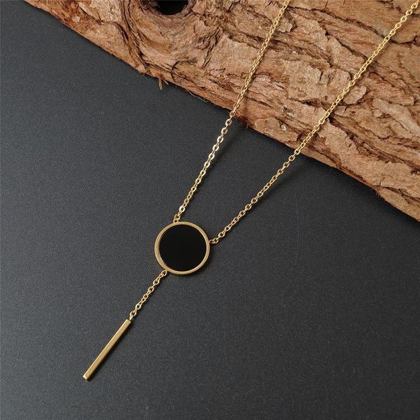long tassel necklaces stainless steel fashion rose gold color women choker pendant necklace black round disc bohemian jewelry, Silver
long tassel necklaces stainless steel fashion rose gold color women choker pendant necklace black round disc bohemian jewelry, Silver