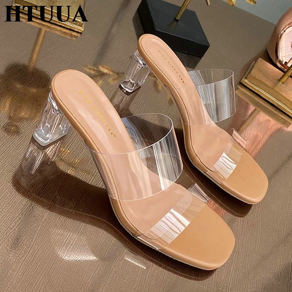 htuua 2020 summer transparent heel slippers women brand design pvc transparent sandals high heels slides ladies shoes sx4078, Black
htuua 2020 summer transparent heel slippers women brand design pvc transparent sandals high heels slides ladies shoes sx4078, Black
