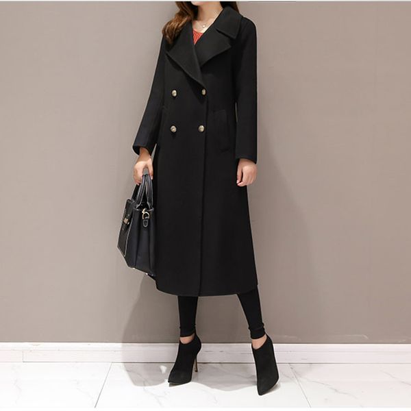 autumn winter korean version of loose woolen coat female large size over the knee long section woolen coat female a253, Black
autumn winter korean version of loose woolen coat female large size over the knee long section woolen coat female a253, Black