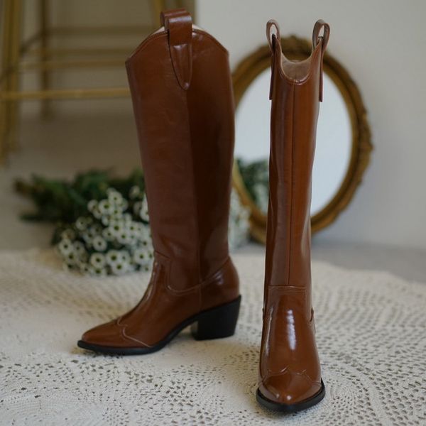 black brown knee high knight boots pointed toe block heel western boots winter women's cowboy shoes
black brown knee high knight boots pointed toe block heel western boots winter women's cowboy shoes