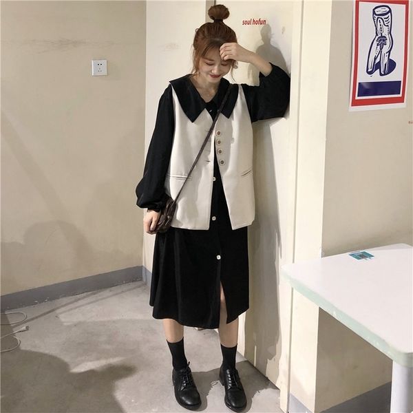 2020 autumn women's single-breasted vest + long-sleeved outfit outfit vest student suit student dress two-piece suit bldp7, Gray
2020 autumn women's single-breasted vest + long-sleeved outfit outfit vest student suit student dress two-piece suit bldp7, Gray