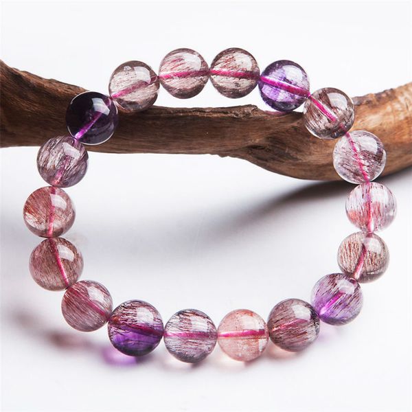 11mm genuine natural super seven 7 melody stone stretch bracelet for women femme charm round crystal bead bracelet just one gift, Black 
11mm genuine natural super seven 7 melody stone stretch bracelet for women femme charm round crystal bead bracelet just one gift, Black