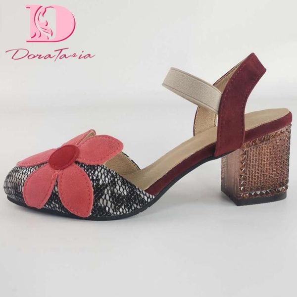 2020 summer party sweet flower slip-on high heel square heel slingback sandals women, Black