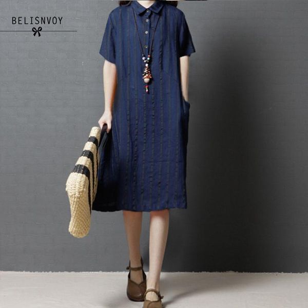 plus size women striped shirt dress 2020 summer retro causal loose turn-down collar short sleeve black blue cotton linen dress, Black;gray
plus size women striped shirt dress 2020 summer retro causal loose turn-down collar short sleeve black blue cotton linen dress, Black;gray
