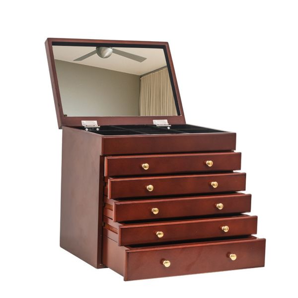 drawers 6 5 layers of jewelry box with double door brown wooden household storage cabinet for the jewelry collector display cabinet
drawers 6 5 layers of jewelry box with double door brown wooden household storage cabinet for the jewelry collector display cabinet