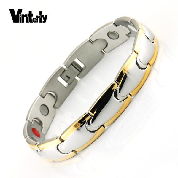 vinterly magnetic bracelet men stainless steel magnet ion germanium infrared gold color bracelets bangles for men hand chain, Black
vinterly magnetic bracelet men stainless steel magnet ion germanium infrared gold color bracelets bangles for men hand chain, Black