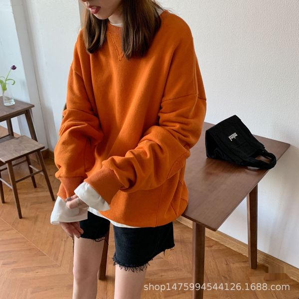 smoky gray/orangestyle elbow patch design loose solid pullover color round neck pullover sweater for women 1llga, Black
smoky gray/orangestyle elbow patch design loose solid pullover color round neck pullover sweater for women 1llga, Black